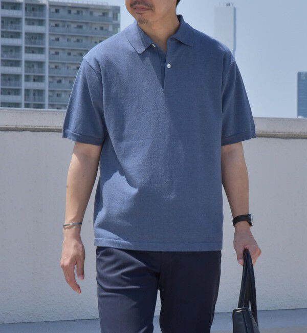 SHIPS any「SHIPS any:〈接触冷感〉ハイゲージ リネンミックス サマー ニット ポロシャツ 25SS◇」|ポロシャツ|