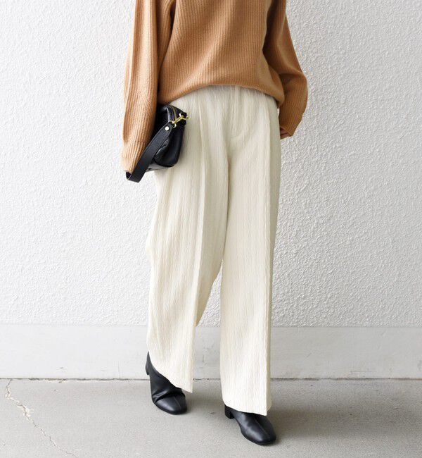 SHIPS any「SHIPS any:〈手洗い可能〉ジャカード タック セミワイド パンツ［NAVY BLUE］」|その他|