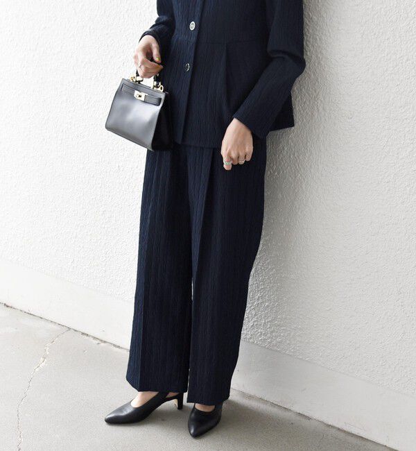 SHIPS any「SHIPS any:〈手洗い可能〉ジャカード タック セミワイド パンツ［NAVY BLUE］」|その他|