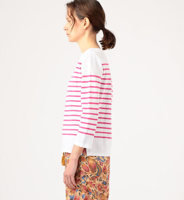 MACPHEE「コットンボーダー ボートネックプルオーバー」|Tシャツ・カットソー|