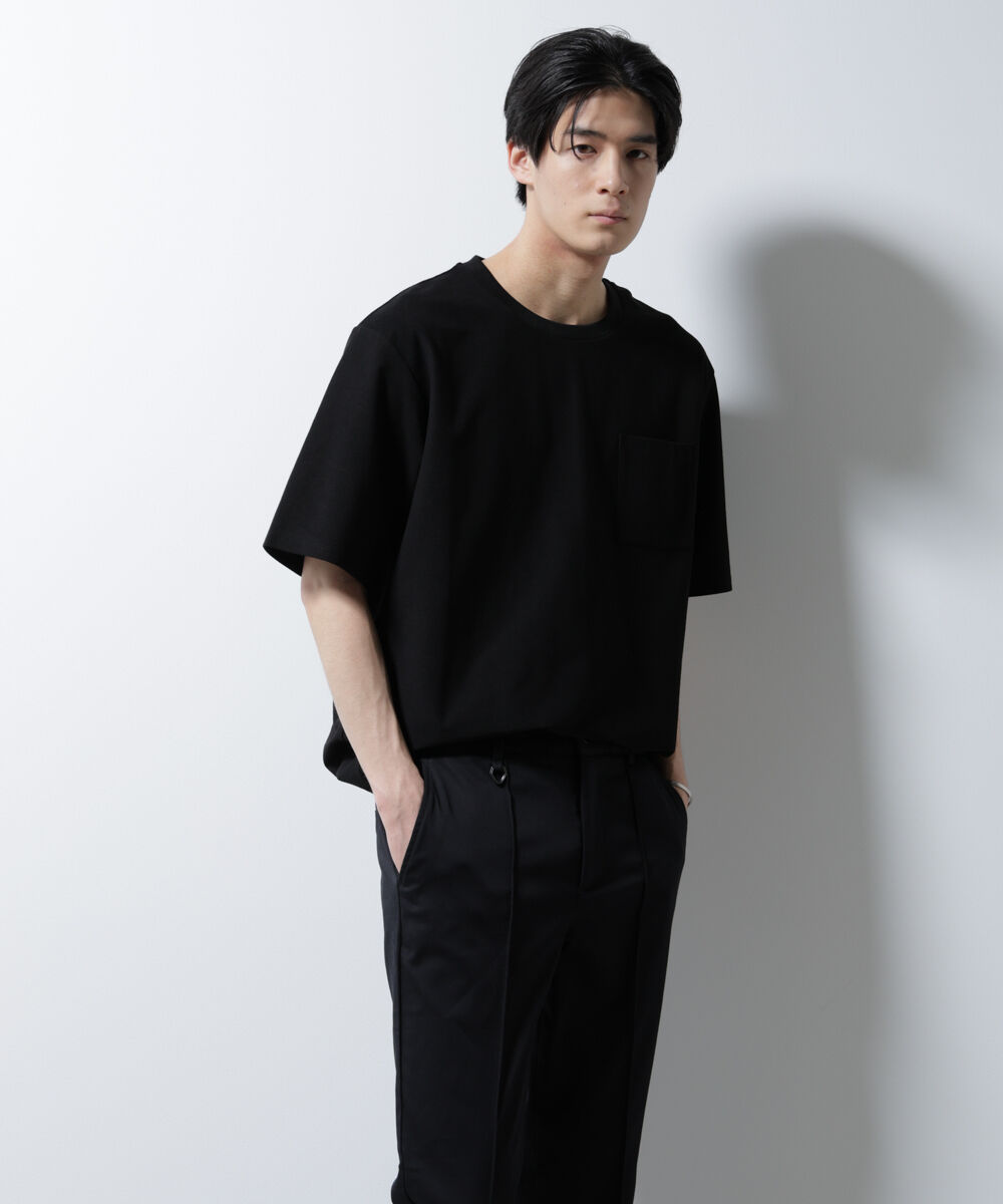 nano･universe「「MC」coveross(R)ツイル調 冷感プレーティング天竺 ポケットTシャツ」|Tシャツ・カットソー|ブラック