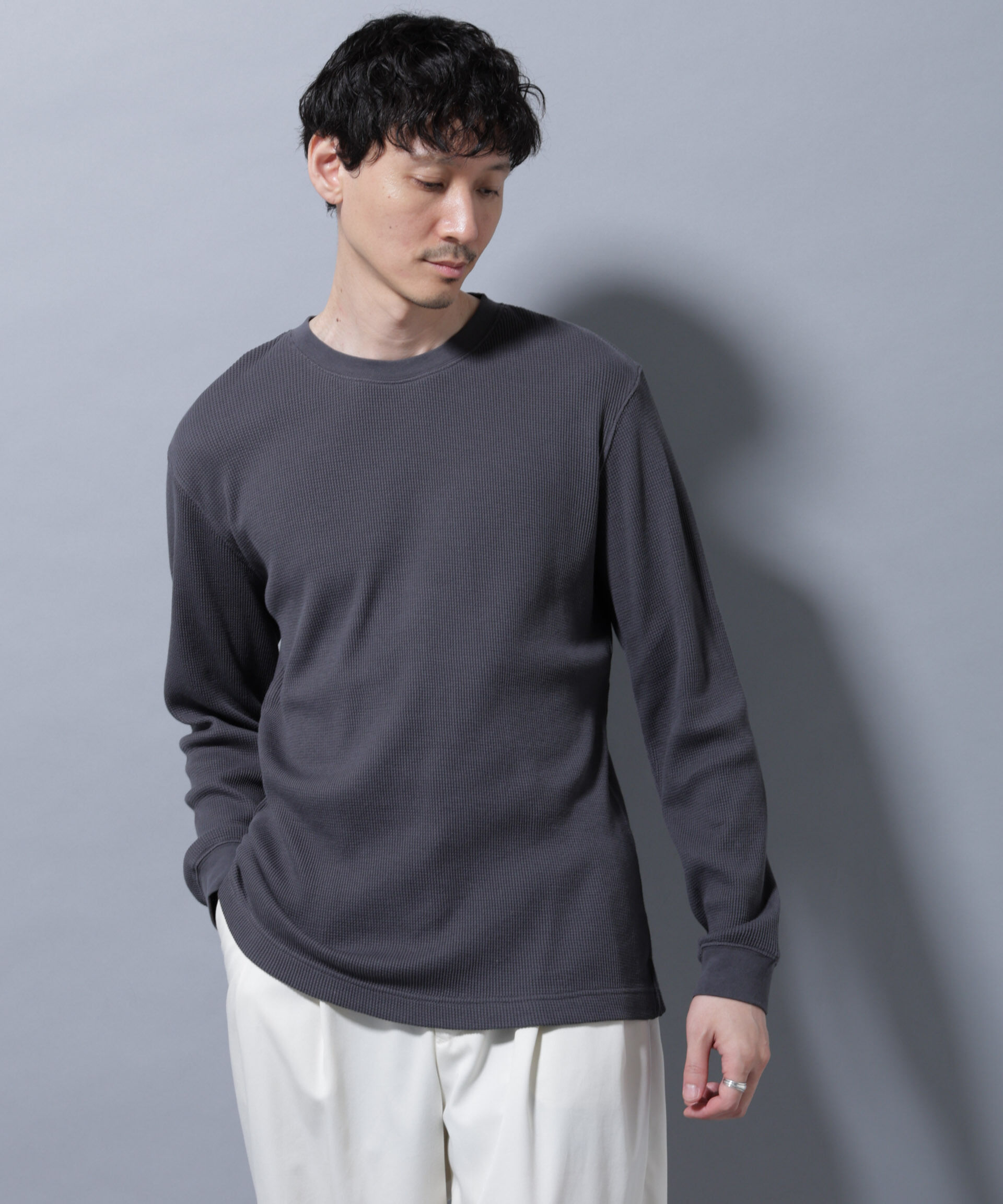 NANO universe「アンチスメルワッフルTシャツ 長袖」|Tシャツ・カットソー|