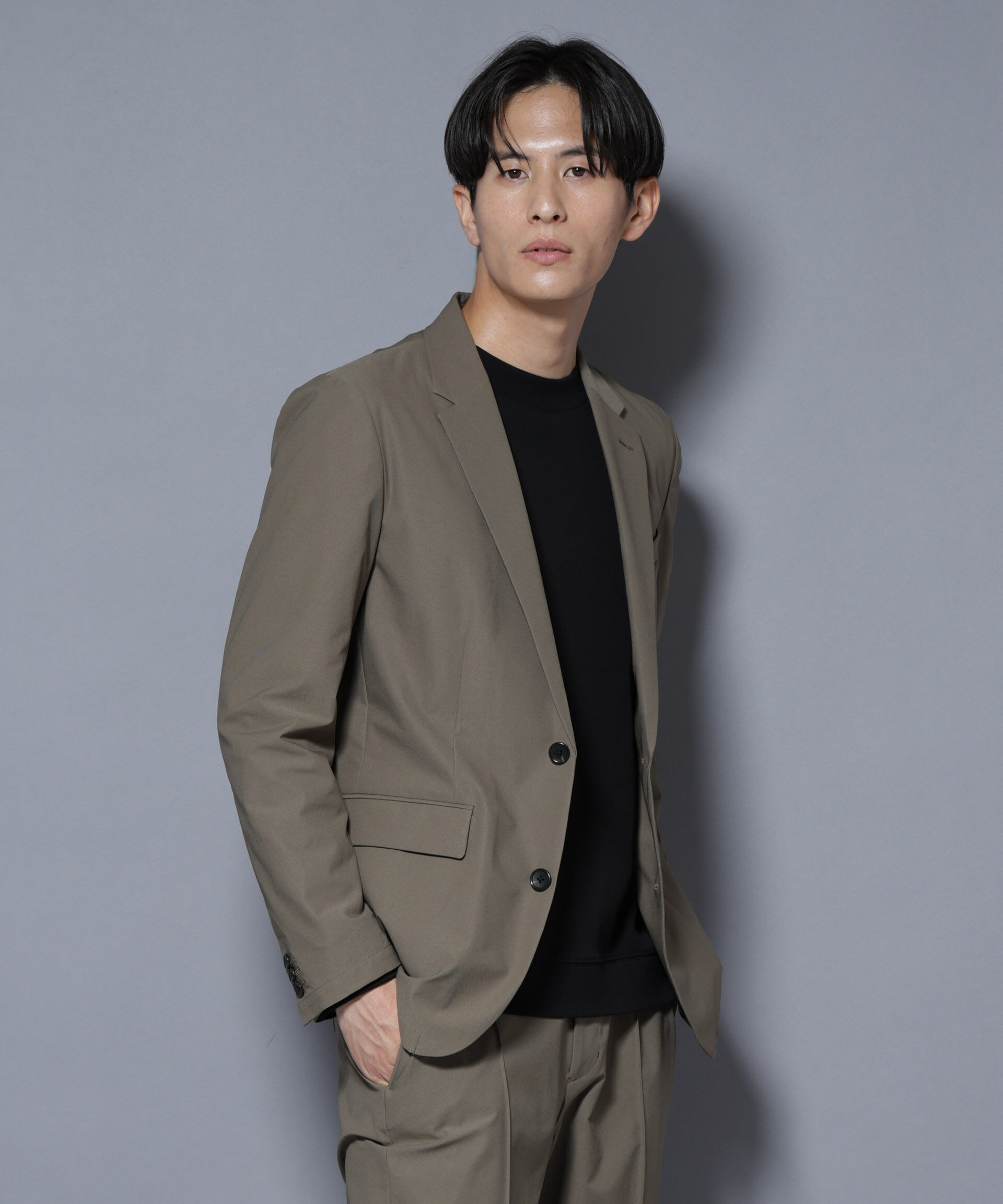 NANO universe「｢N JACKET BASIC｣TEXBRID(R) ﾂｲﾙｼﾞｬｹｯﾄ/ｽﾄﾚｯﾁ･撥水(ｾｯﾄｱｯ 」|スーツ|カーキベージ 6