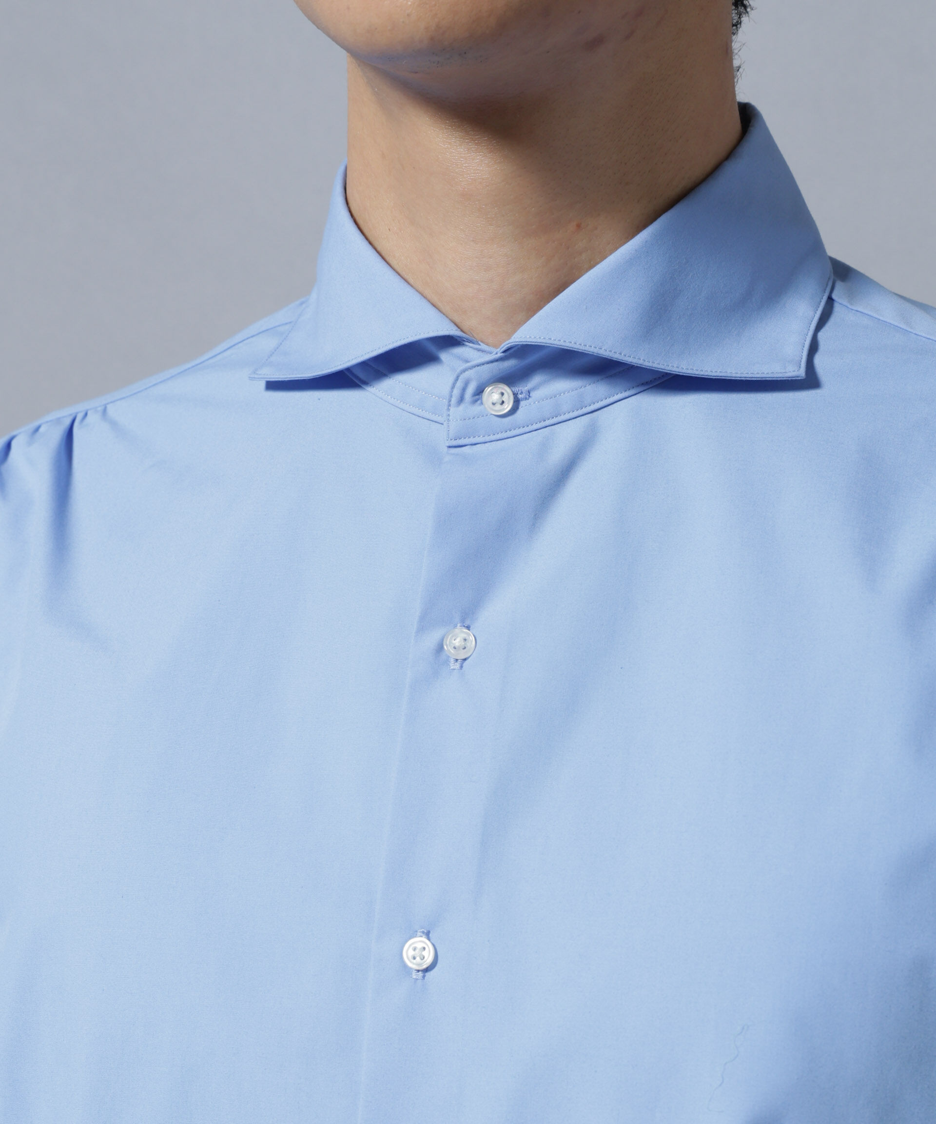 NANO universe「「N shirt」Anti Soaked(R)汗染み防止ホリゾンタルカラーシャツ長袖」|シャツ・ブラウス|