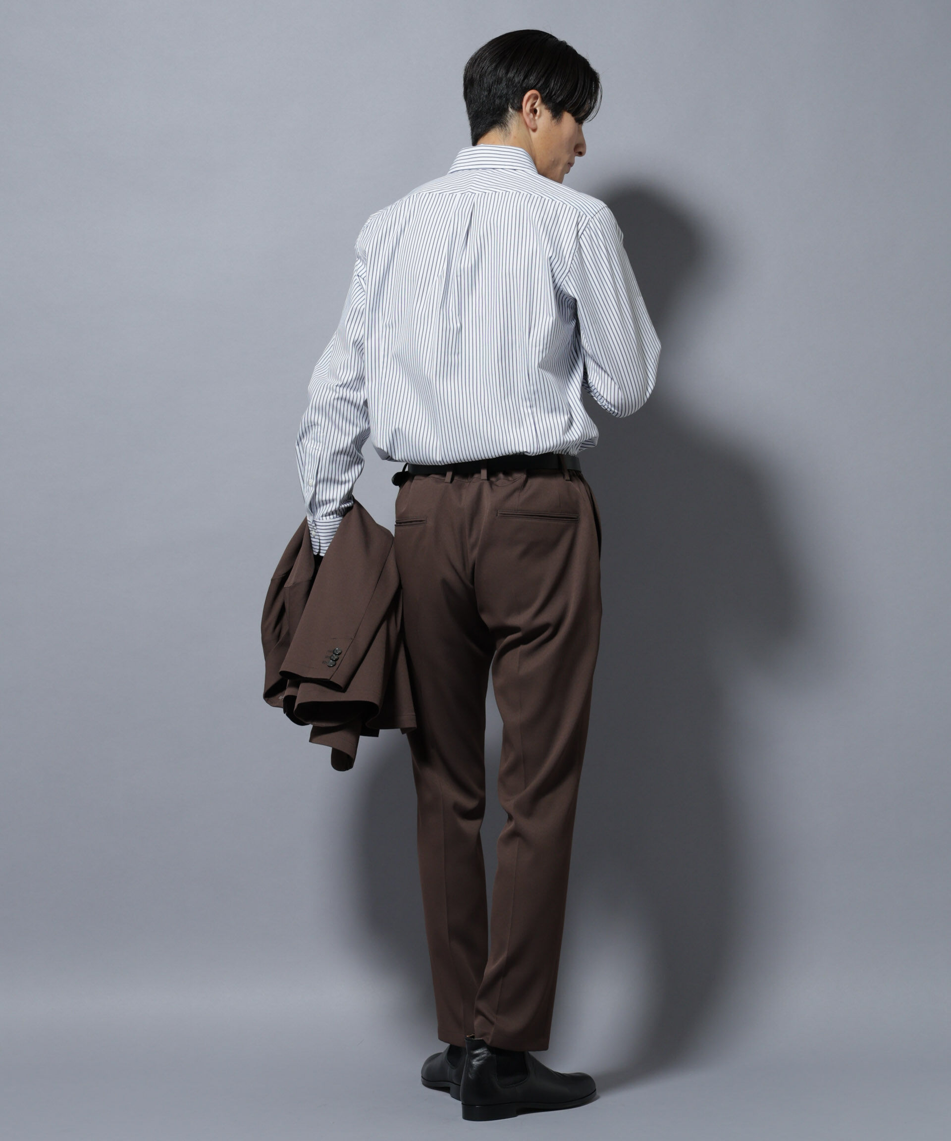 NANO universe「「N shirt」Anti Soaked(R)汗染み防止ホリゾンタルカラーシャツ長袖」|シャツ・ブラウス|