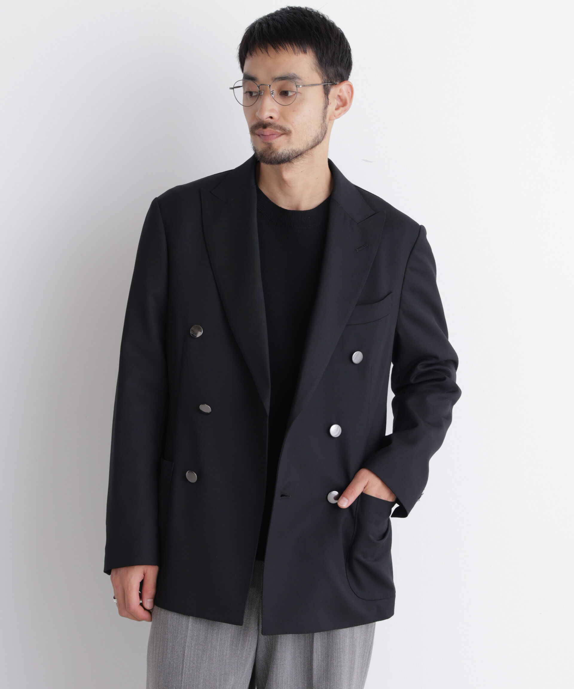 NANO universe「「DamerinoJacket」TWオールシーズンドビーダブルブレストブレザー」|テーラードジャケット|