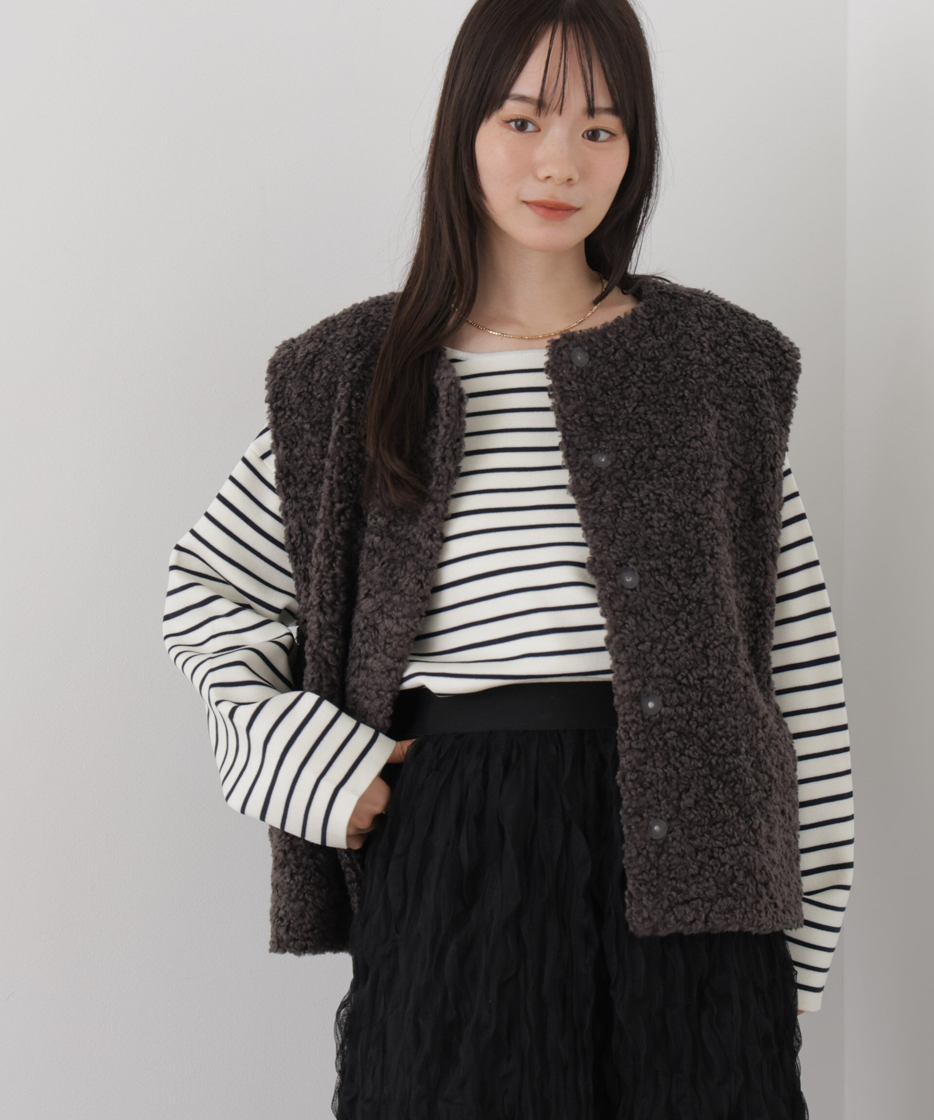 NANO universe「カーリングフェイクファージレ」|テーラードジャケット|チャコール3