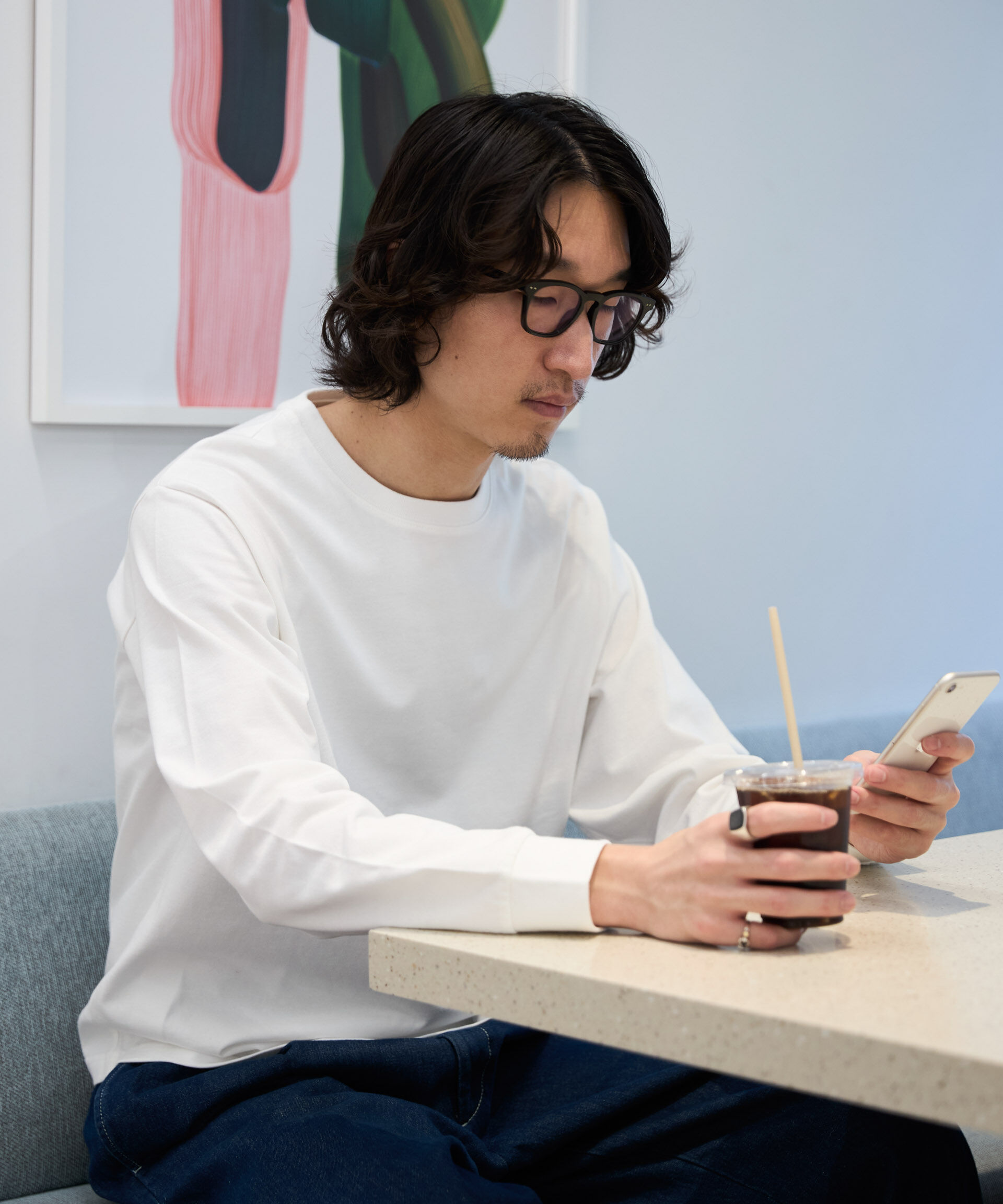 NANO universe「WEB限定/度詰めプレーティングクロップドTシャツ長袖」|Tシャツ・カットソー|