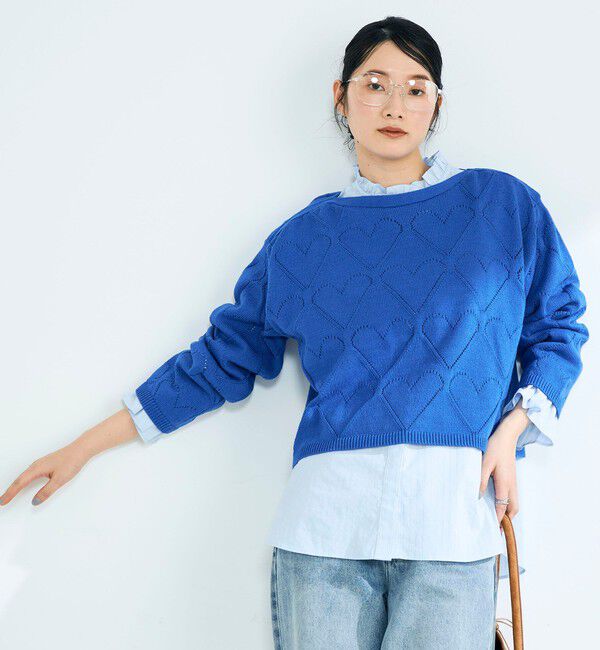 fredy emue「LINEN混ハート透かし柄ニット」|ニット・セーター|