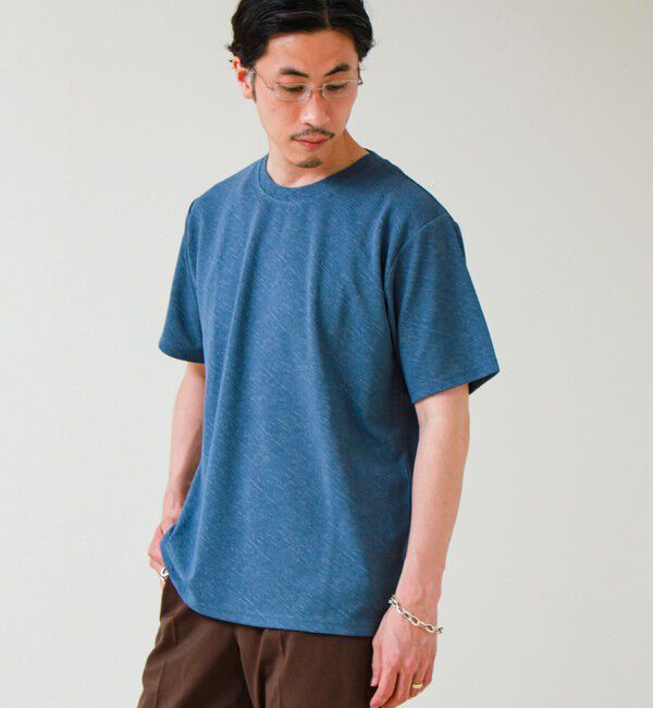 GLOSTER「【無地見えで差がつく】斜めフクレジャガードTシャツ」|Tシャツ・カットソー|
