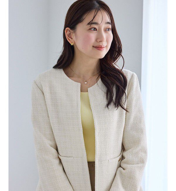Rope&rsquo;Picnic「【WEB限定カラー】ツイードフレアジャケット/入卒式・セレモニー対応・リンクコーデ」|ノーカラージャケット|