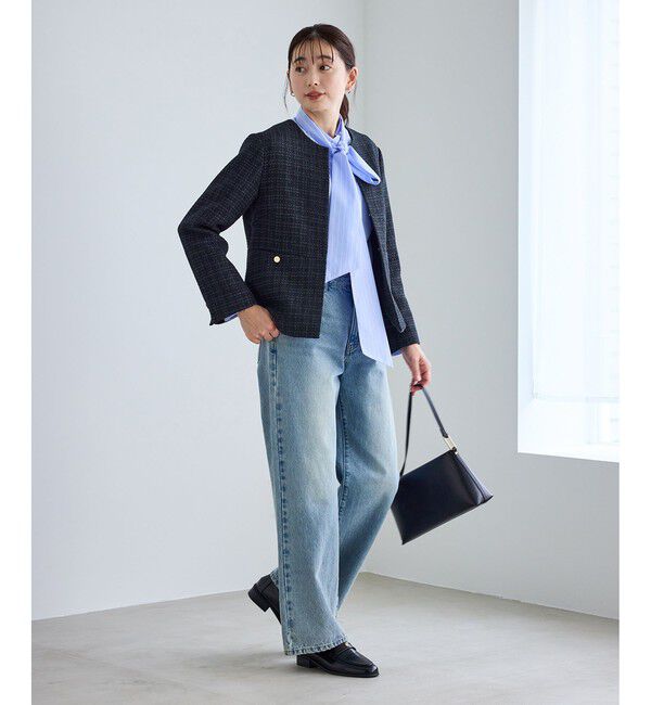 Rope&rsquo;Picnic「【WEB限定カラー】ツイードフレアジャケット/入卒式・セレモニー対応・リンクコーデ」|ノーカラージャケット|