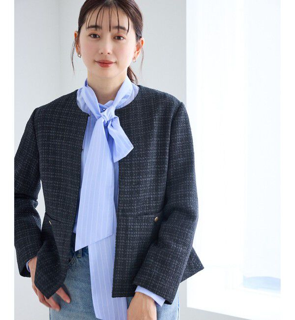 Rope&rsquo;Picnic「【WEB限定カラー】ツイードフレアジャケット/入卒式・セレモニー対応・リンクコーデ」|ノーカラージャケット|