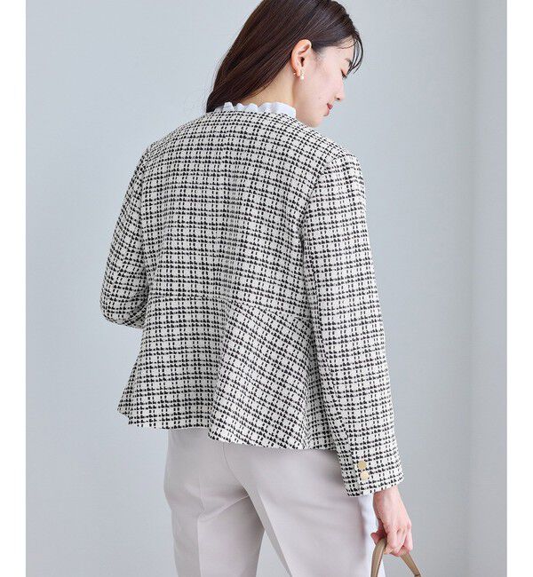 Rope&rsquo;Picnic「【WEB限定カラー】ツイードフレアジャケット/入卒式・セレモニー対応・リンクコーデ」|ノーカラージャケット|