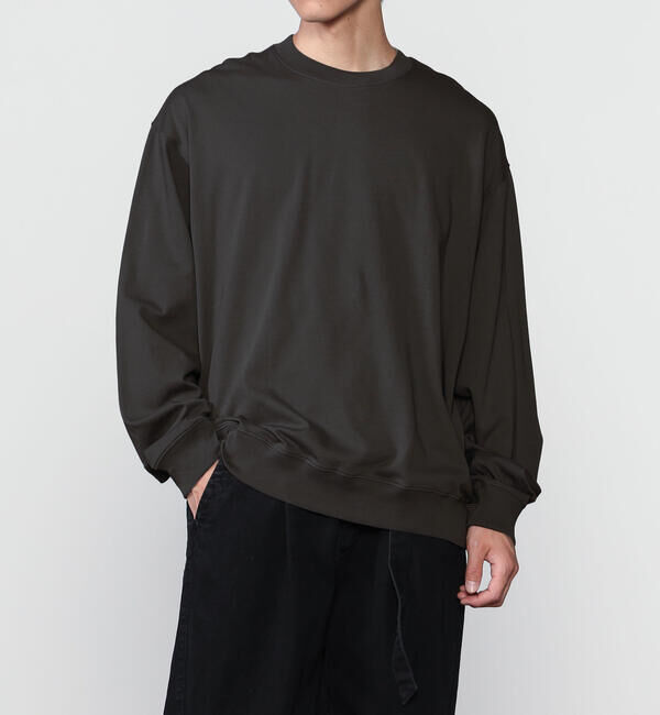 handvaerk「handvaerk | コットン クルーネック長袖Tシャツ MEN」|スウェット・ジャージ|BLACK系1