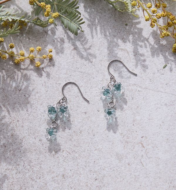 collex「【HARIO Lampwork Factory】ピアス ひとふさのミモザ」|ピアス|グリーン系その他1
