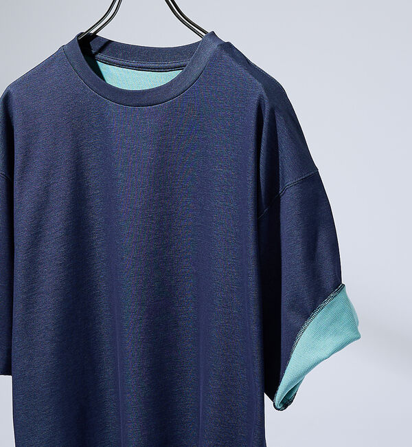 ABAHOUSE「【リバーシブル配色】バックメッシュ 半袖Ｔシャツ / オーバーサイズ」|Tシャツ・カットソー|ネイビー