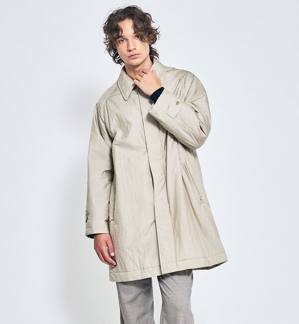 ABAHOUSE「ワッシャーナイロン 中綿パデットコート / Padded Half Coat /」|ステンカラーコート|