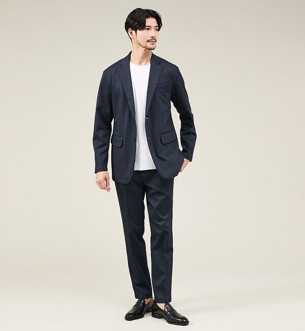 ABAHOUSE「【定番/上下2点セット】ポンチ セットアップ/スーツ ジャケット＆スラックス」|スーツ|ネイビー