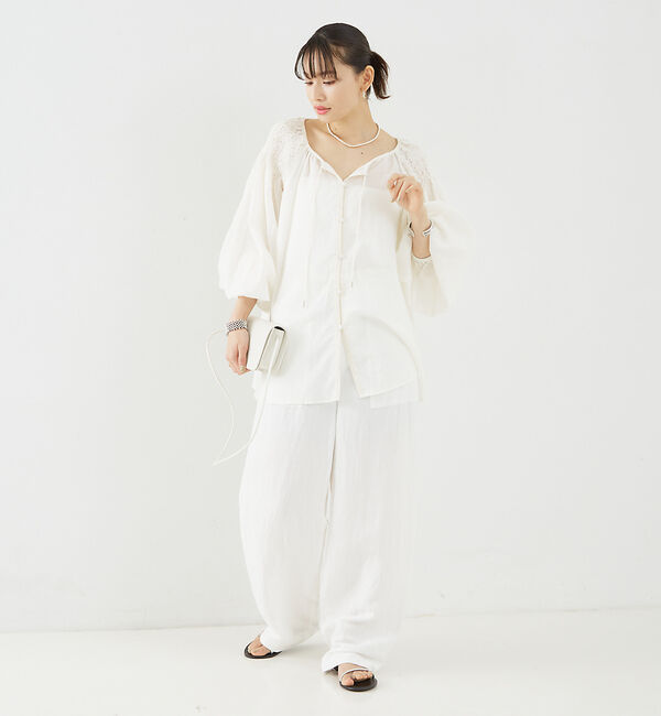 Rouge vif「コットンレーヨンボイルスモッキングブラウス」|シャツ・ブラウス|