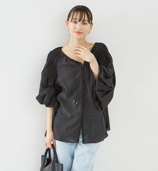 Rouge vif「コットンレーヨンボイルスモッキングブラウス」|シャツ・ブラウス|