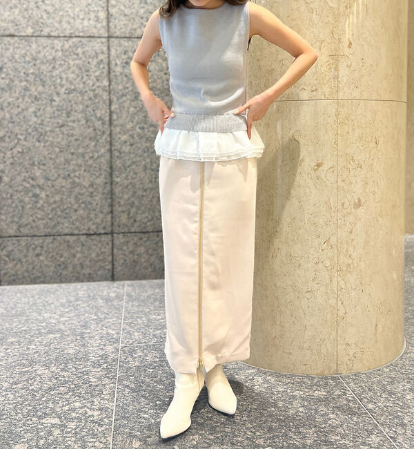 Rouge vif「【一部店舗限定】フロントZIPストレッチハイウエストスカート」|スカート|