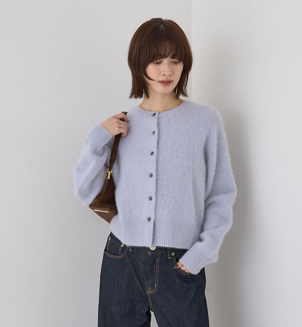 Rouge vif「フォックスウールクルーネッククルミ釦カーディガン」|カーディガン|