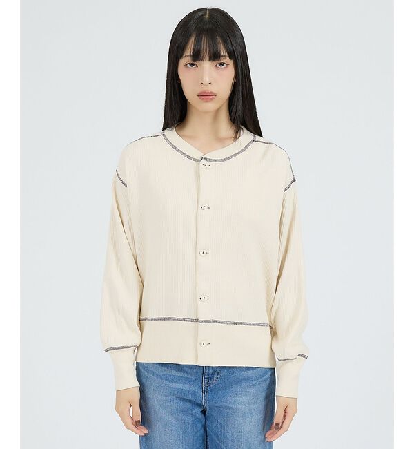 Rouge vif「【Healthknit/ヘルスニット】ARMYリブ クルーネックカーディガン/長」|カーディガン|
