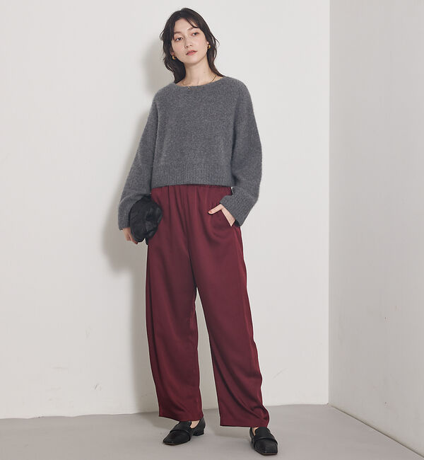 qualite「【気品あるツヤ感】ジョーゼットサテンワイドパンツ」|その他|