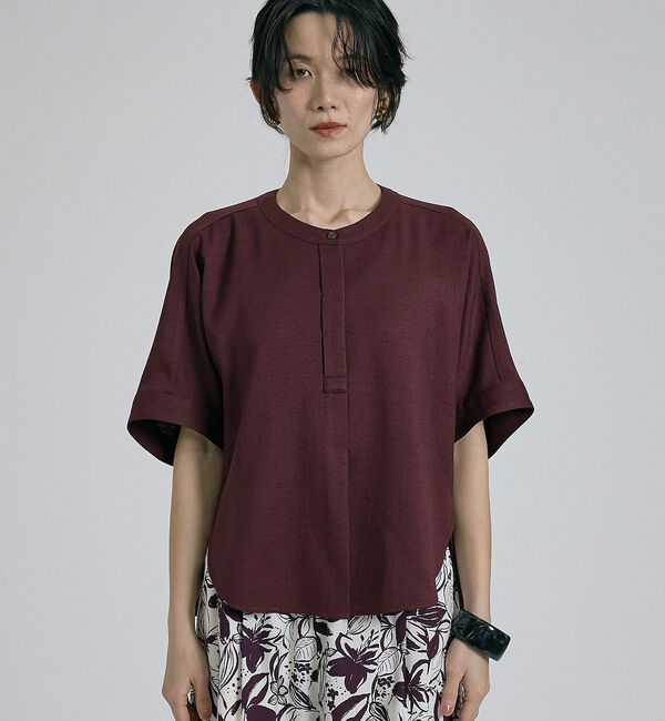qualite「【ベストセラーアイテム！新色追加】リネンライクスリットブラウス/セットアップ対応」|シャツ・ブラウス|