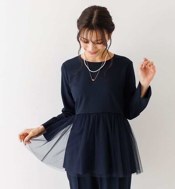 abahouse mavie「【エニデイカセット】チュールブラウス＆テーパードパンツ」|シャツ・ブラウス|
