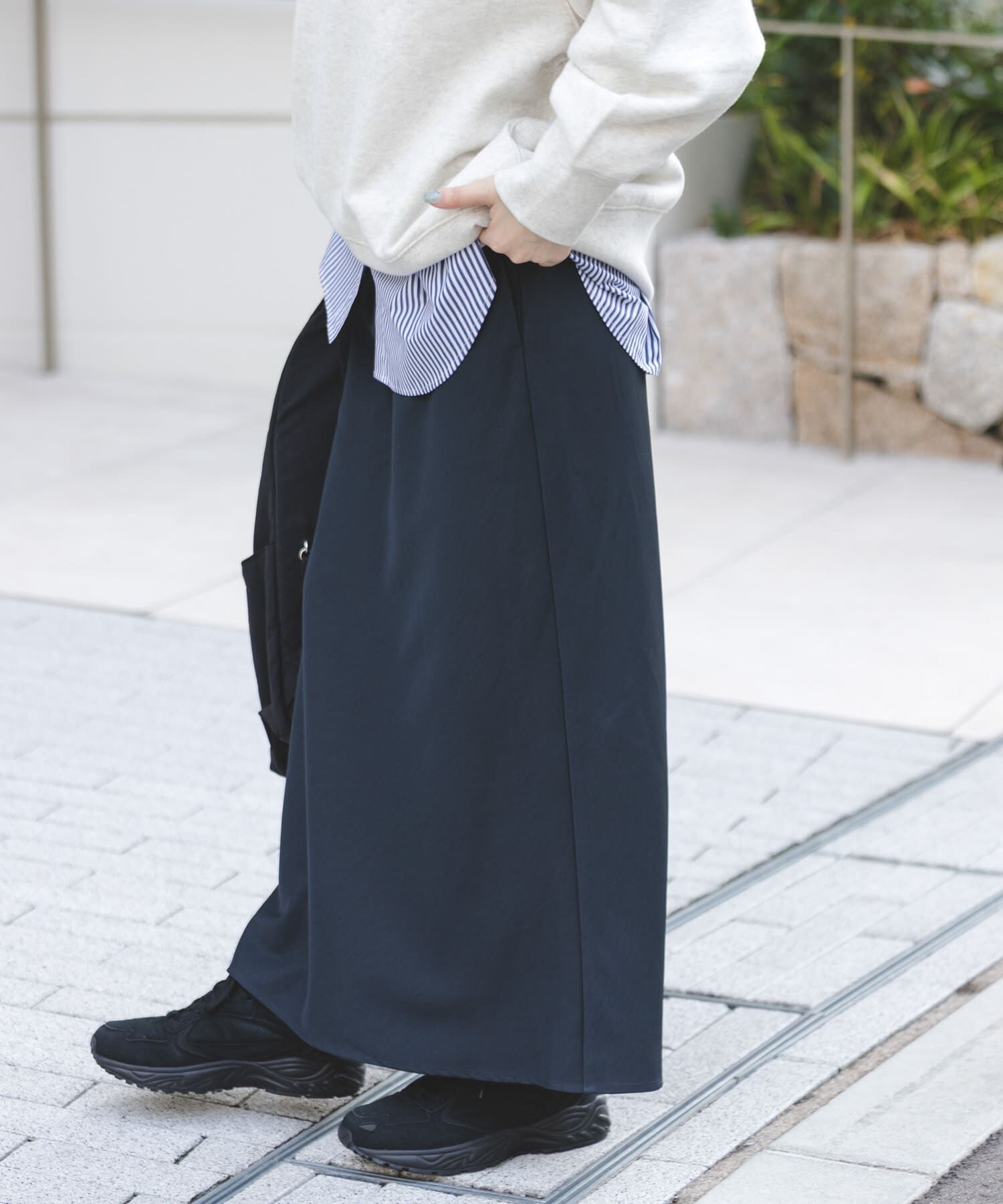 URBAN RESEARCH DOORS「FORK&SPOON　ヴィンテージツイルスカート」|スカート|ネイビー
