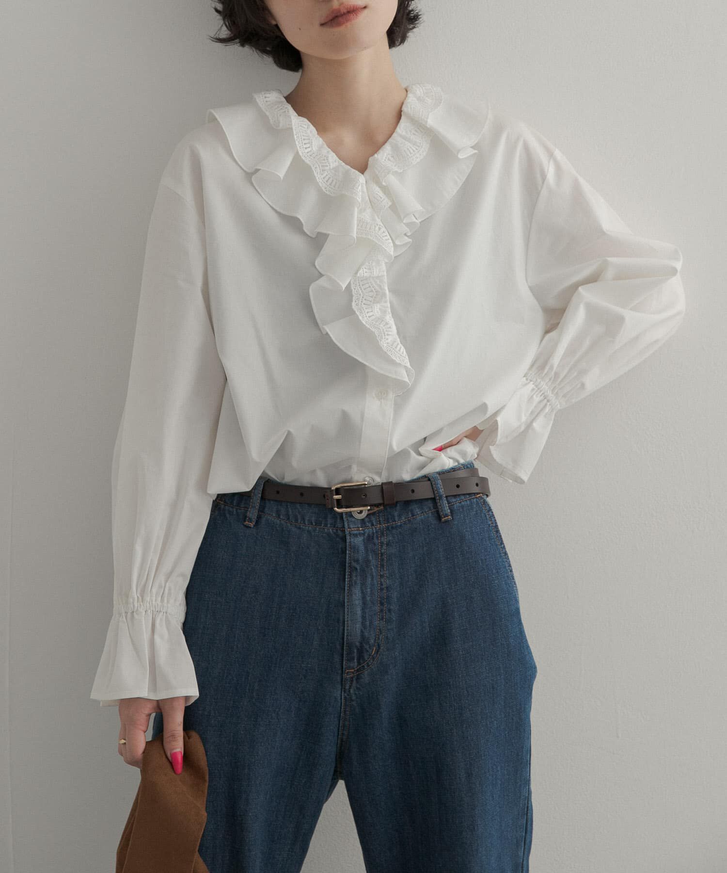 URBAN RESEARCH DOORS「レースラッフルブラウス」|シャツ・ブラウス|
