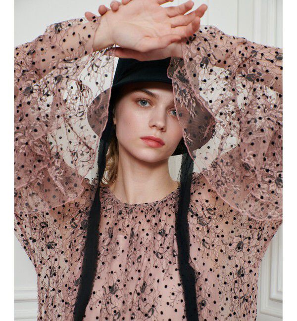 LOULOU WILLOUGHBY「【LOULOU WILLOUGHBY】フロッキードットレースワンピース」|ワンピース|