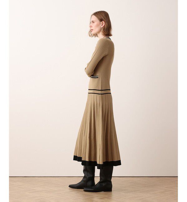 allureville「【Oggi.jp掲載】ラインアクセントプリーツニットワンピース」|ワンピース|