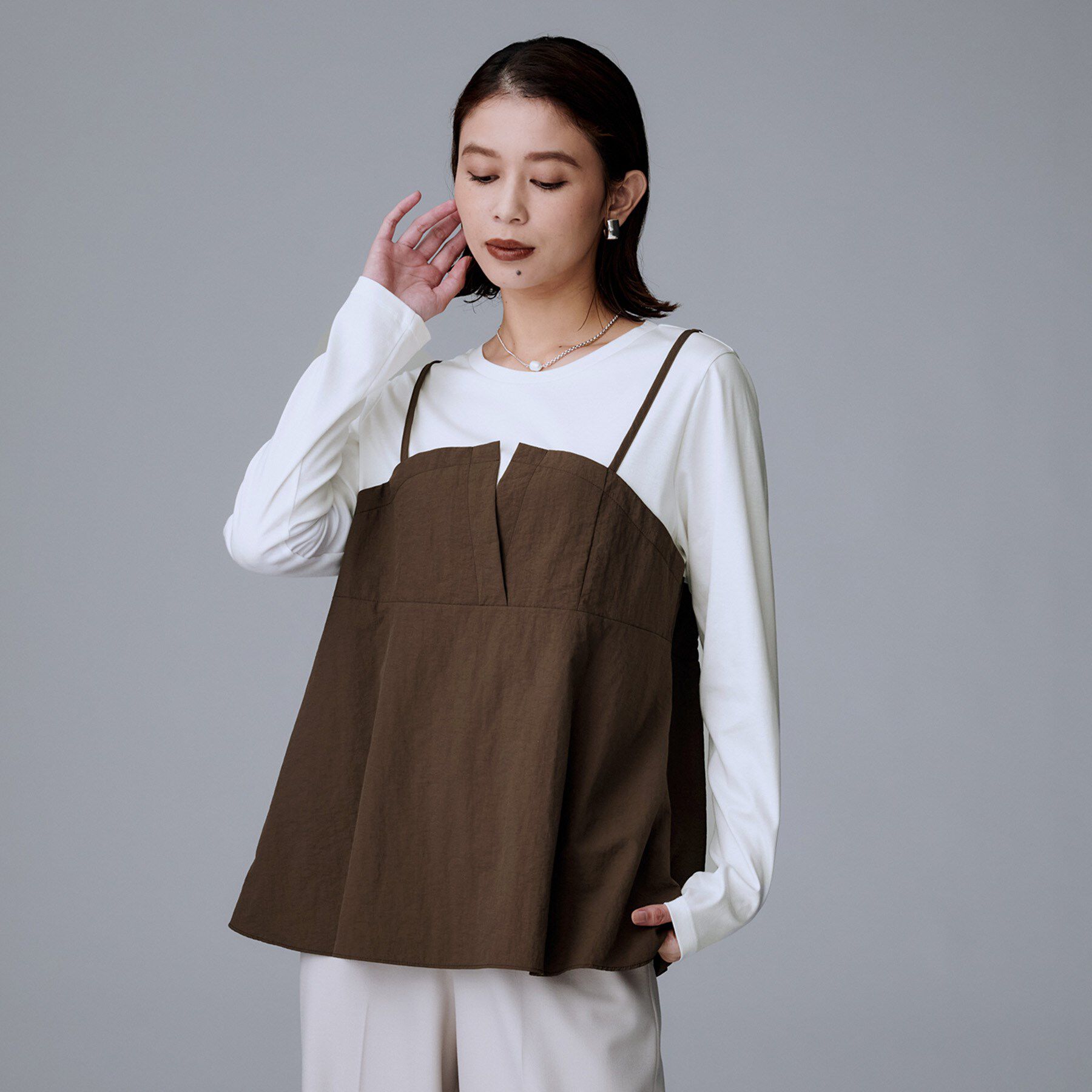UNTITLED「【洗える/ゆったりシルエット】ビスチェドッキング　プルオーバー」|Tシャツ・カットソー|
