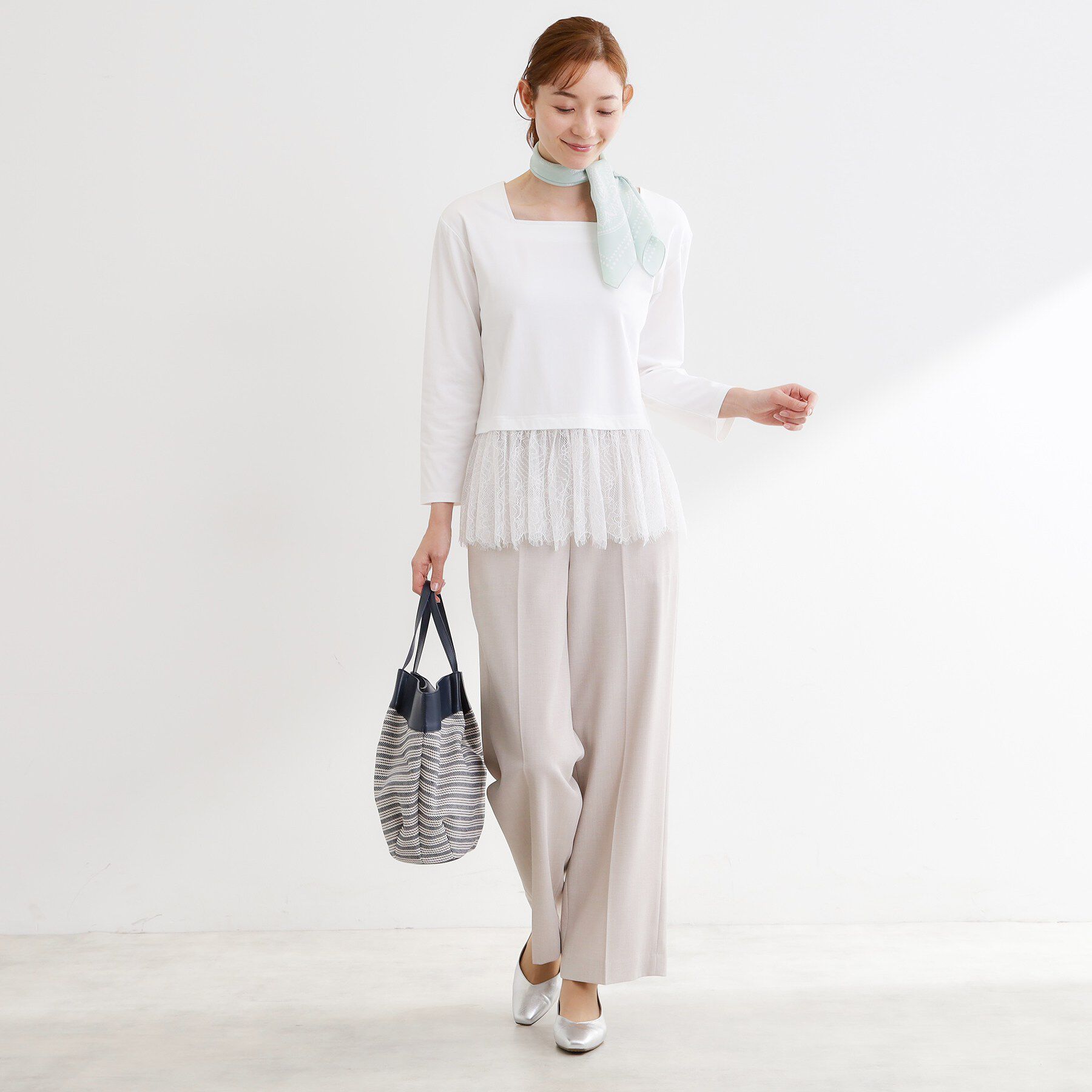 Reflect「【UVカット／接触冷感／レイヤード◎】レース切り替えプルオーバージャージ」|Tシャツ・カットソー|