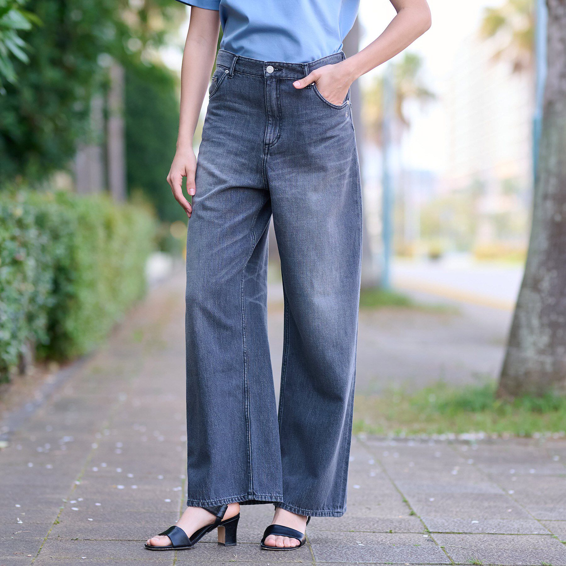 DRESSTERIOR「ヴィンテージ加工ワイドデニムパンツ」|デニム|