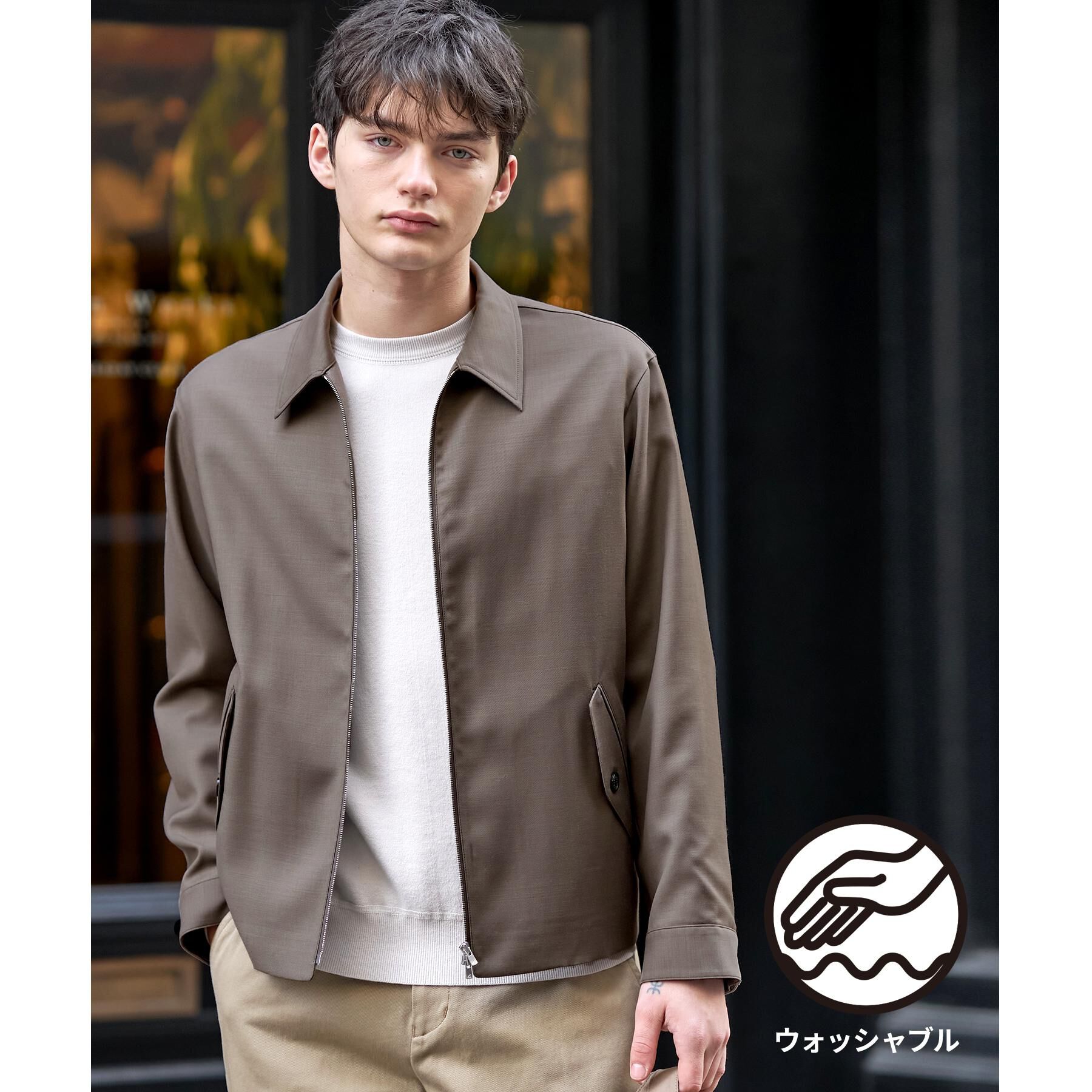 DRESSTERIOR「【ウォッシャブル】ウールハリントン ジャケット」|ブルゾン・スタジャン|トープ(054)