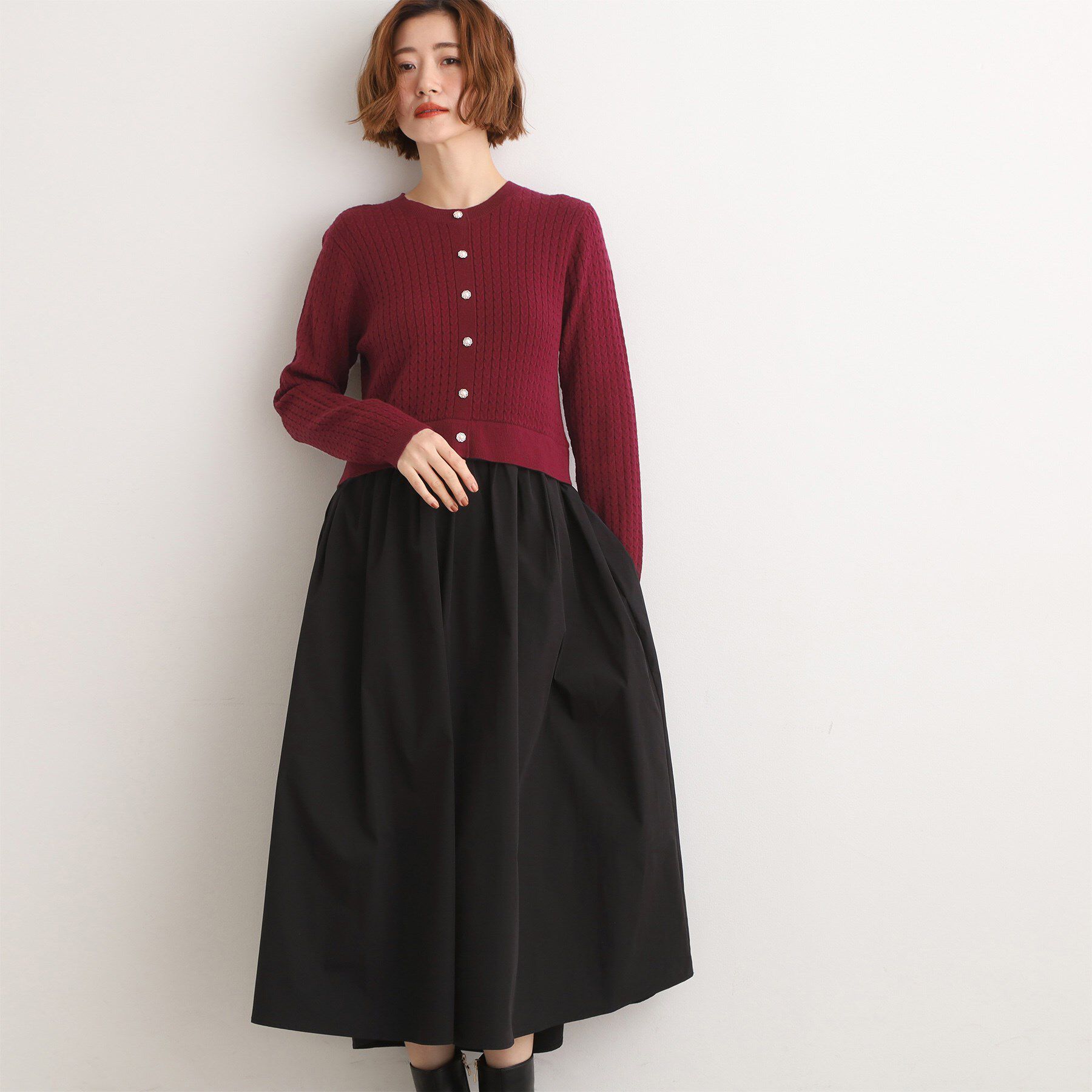 grove「ケーブルニットドッキングワンピース」|ワンピース|