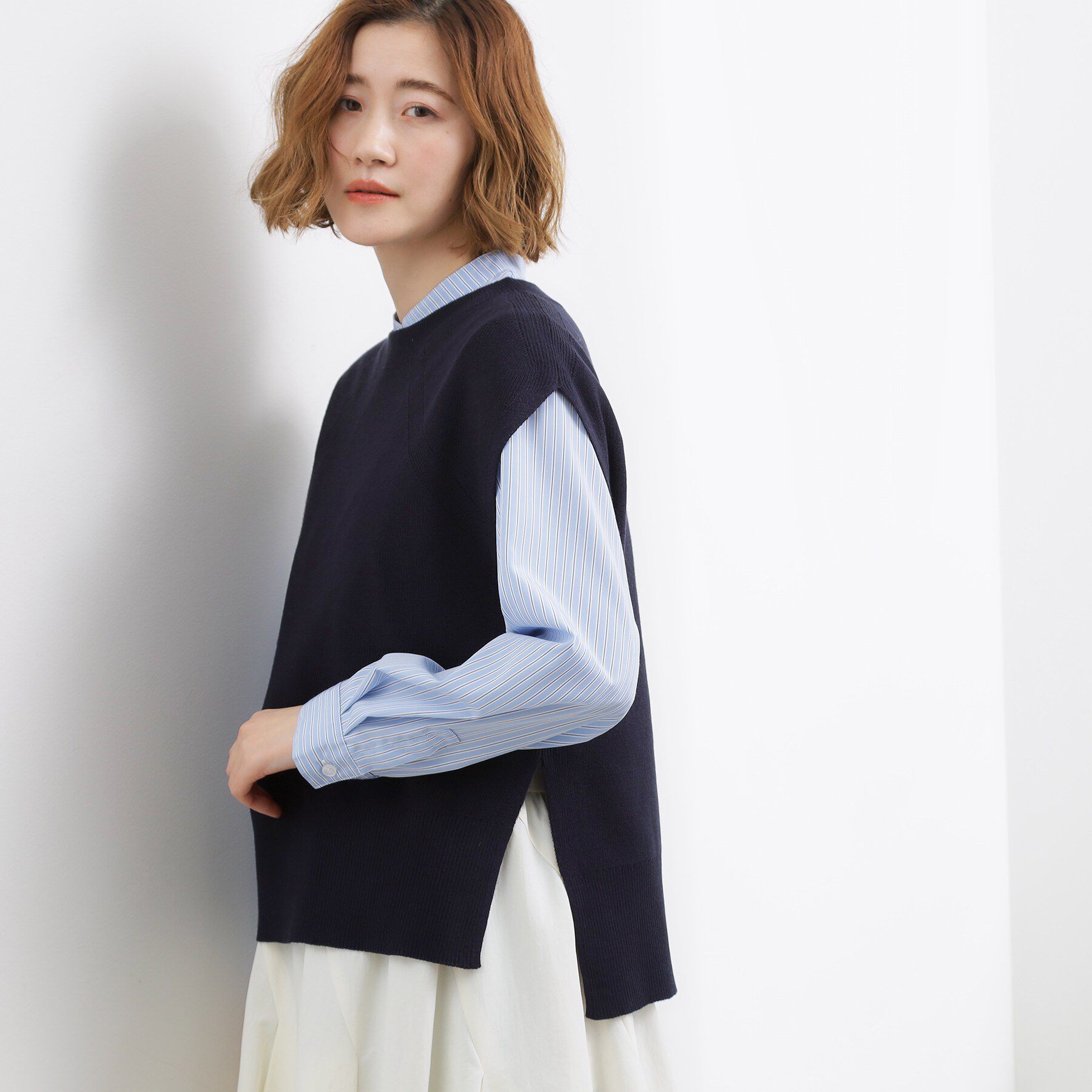 grove「【2点SET】一枚でコーデが決まる！ニットベスト&times;シャツSET」|シャツ・ブラウス|