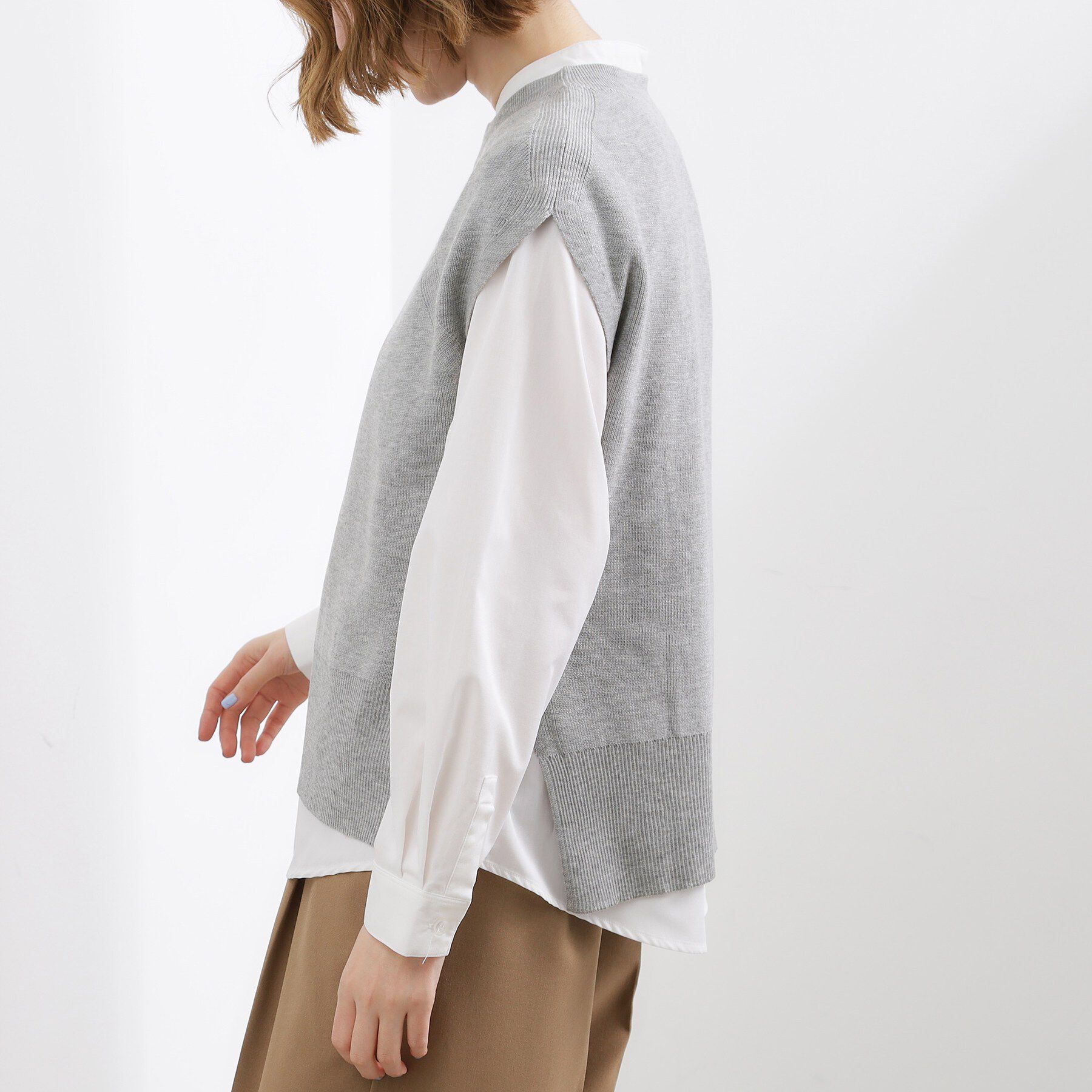 grove「【2点SET】一枚でコーデが決まる！ニットベスト&times;シャツSET」|シャツ・ブラウス|