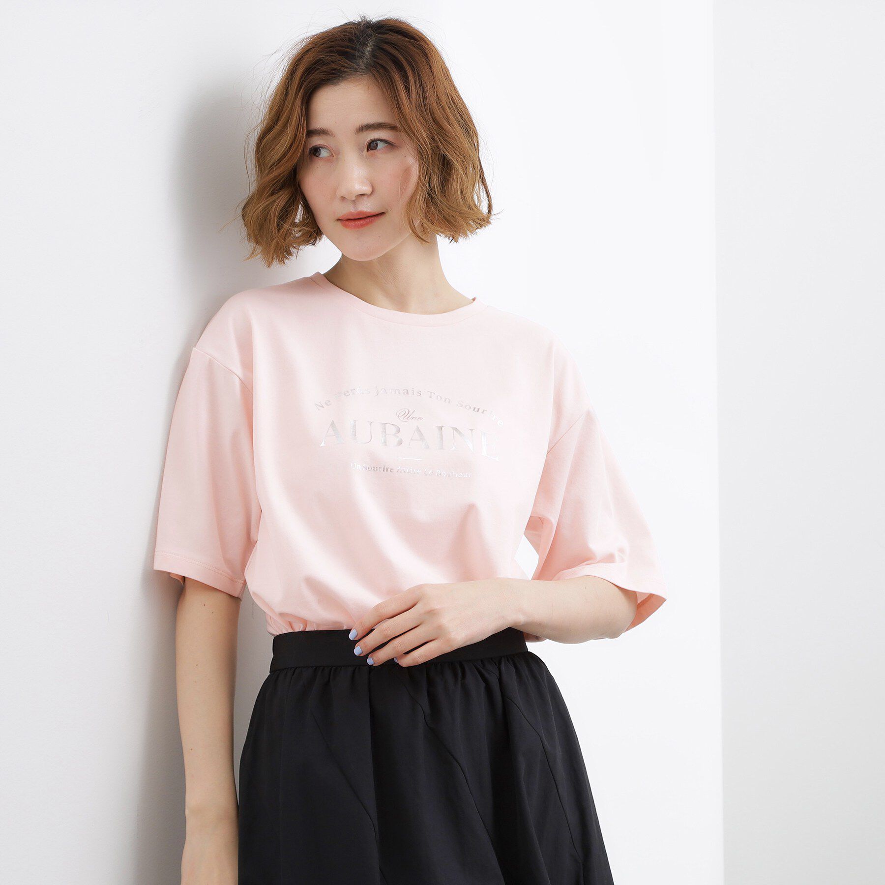 grove「【UVカット/接触冷感】プリントアソート5分袖Tシャツ」|Tシャツ・カットソー|箔ピンク(070)