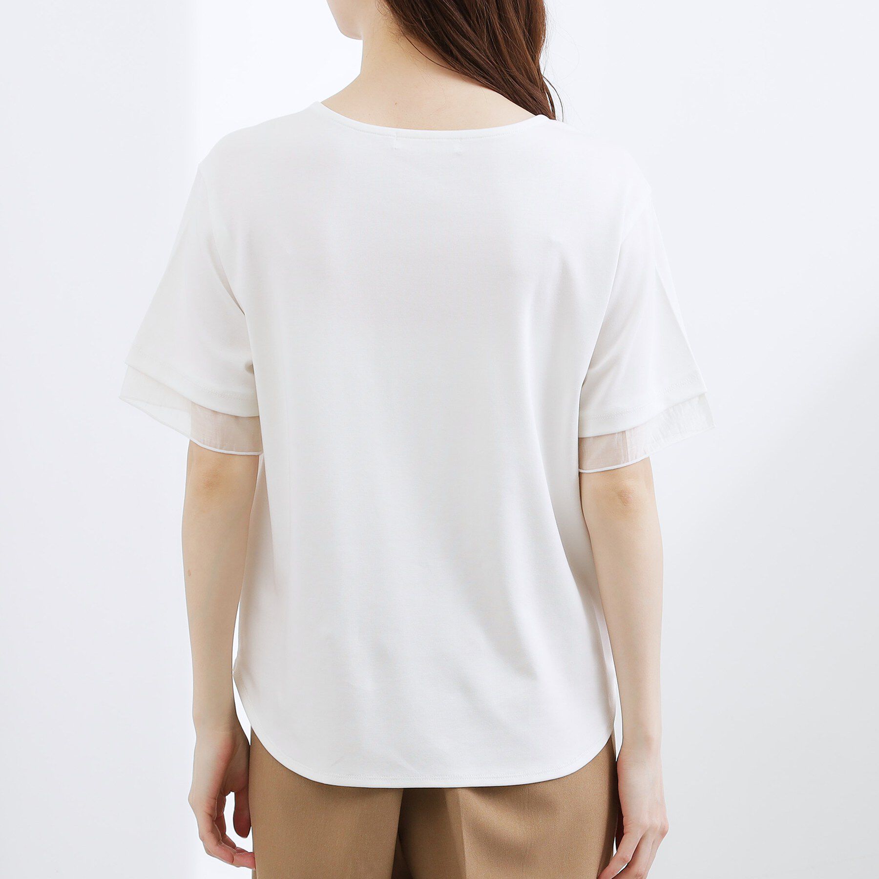 grove「【二の腕カバー/UVカット】袖口シアースクエアネックTシャツ」|Tシャツ・カットソー|