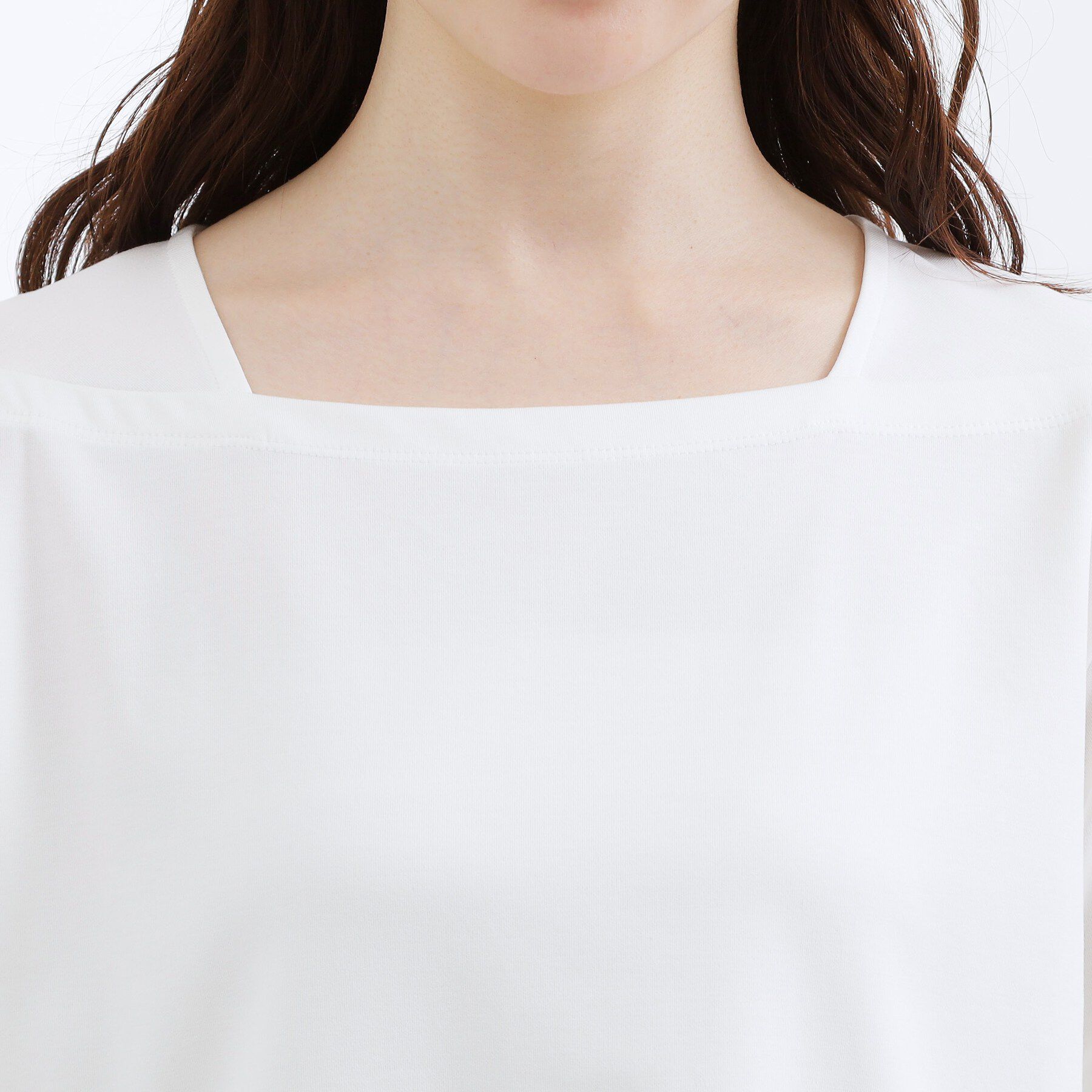 grove「【二の腕カバー/UVカット】袖口シアースクエアネックTシャツ」|Tシャツ・カットソー|