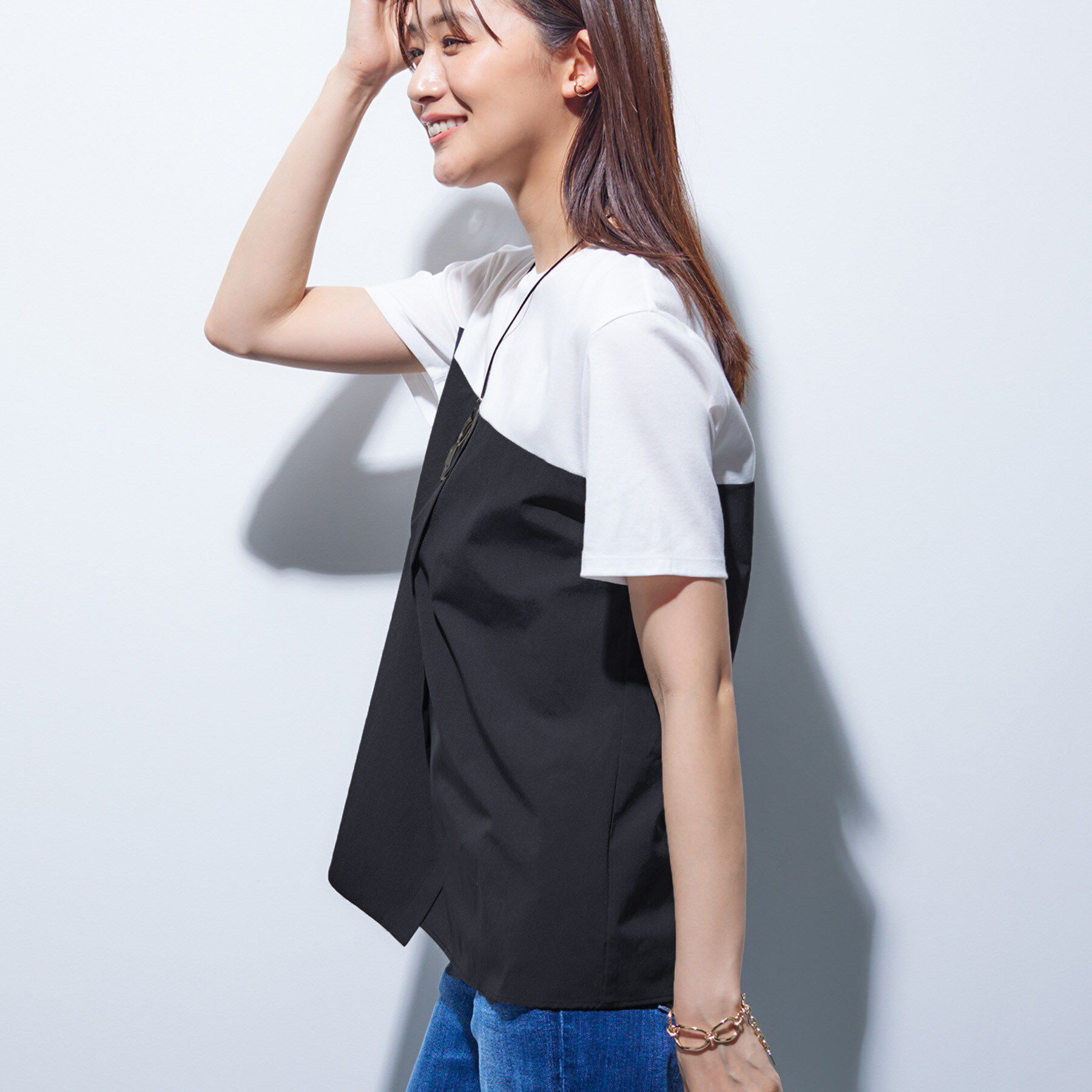 INDIVI「【洗える】ビスチェレイヤード風トップス」|Tシャツ・カットソー|