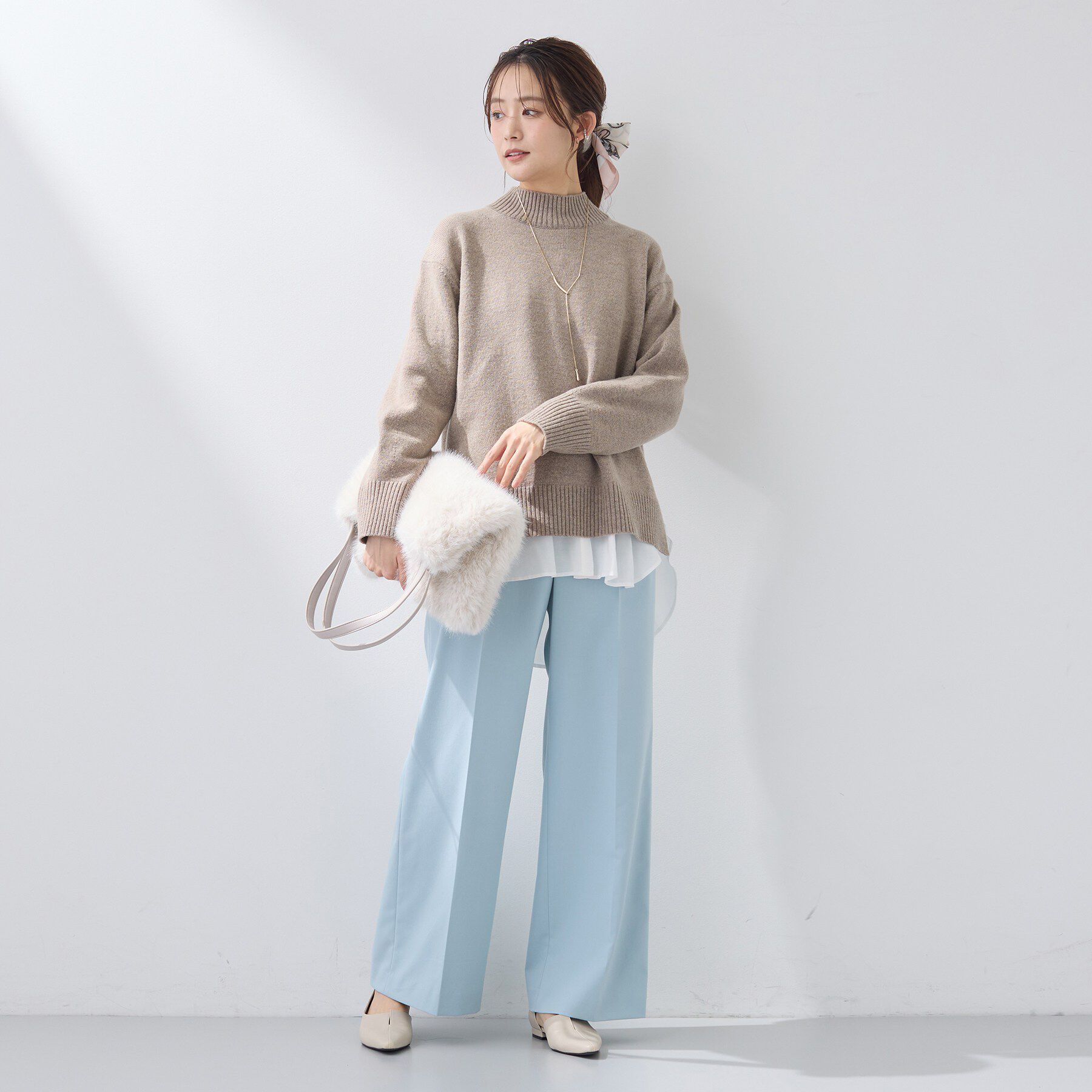 INDIVI「【カシミヤ混】ミドルゲージ ハイネックニット」|ニット・セーター|