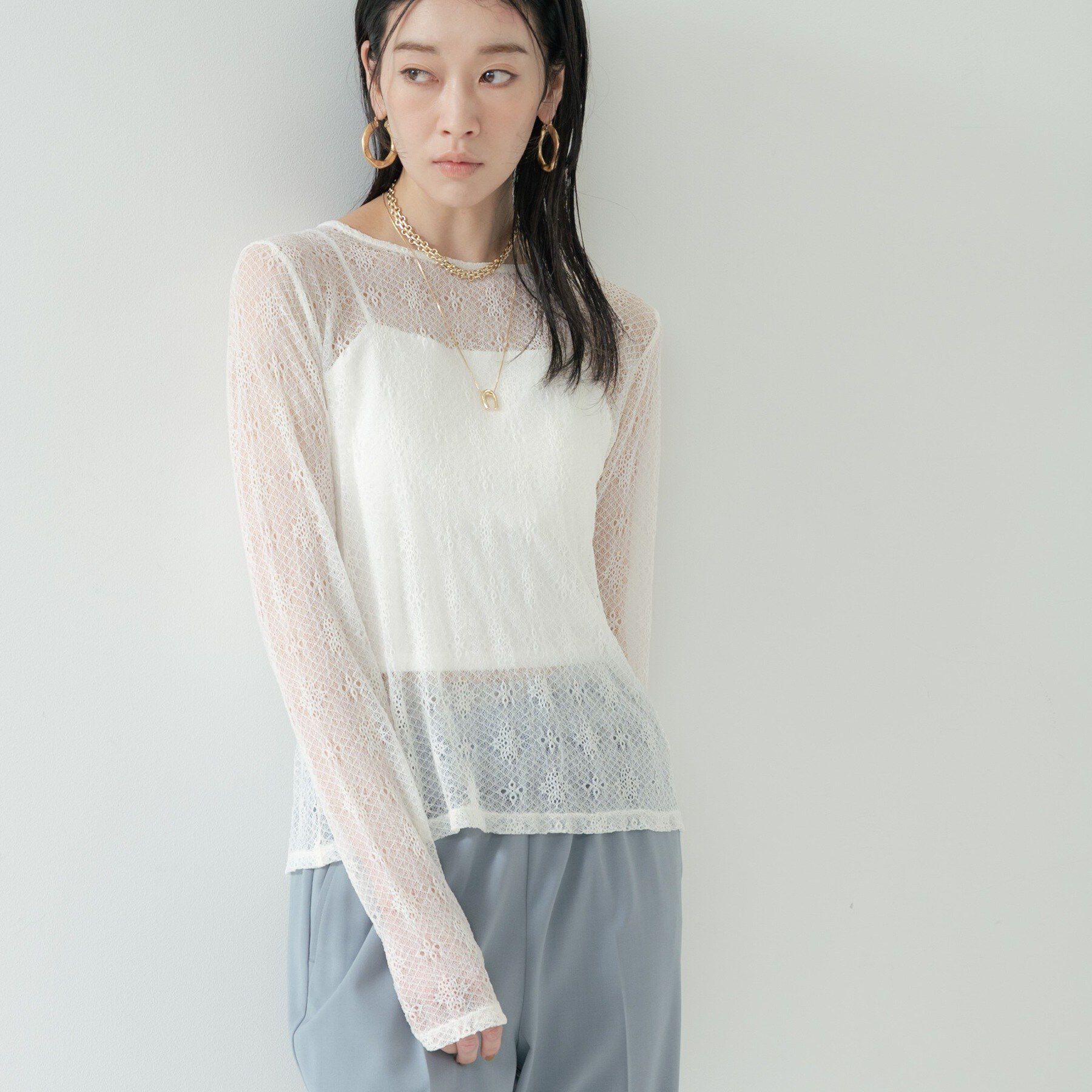 GALLEST「【2WAY】スリットレースプルオーバー」|Tシャツ・カットソー|