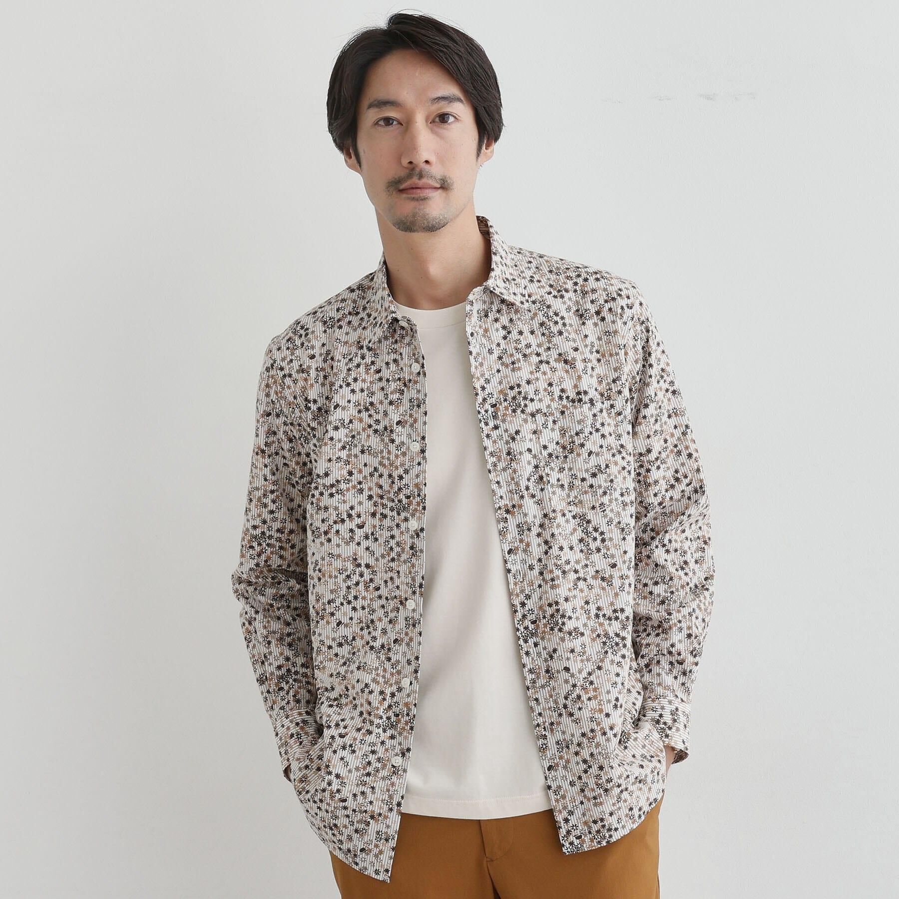 TAKEO KIKUCHI「ストライプ小花 長袖シャツ」|シャツ・ブラウス|