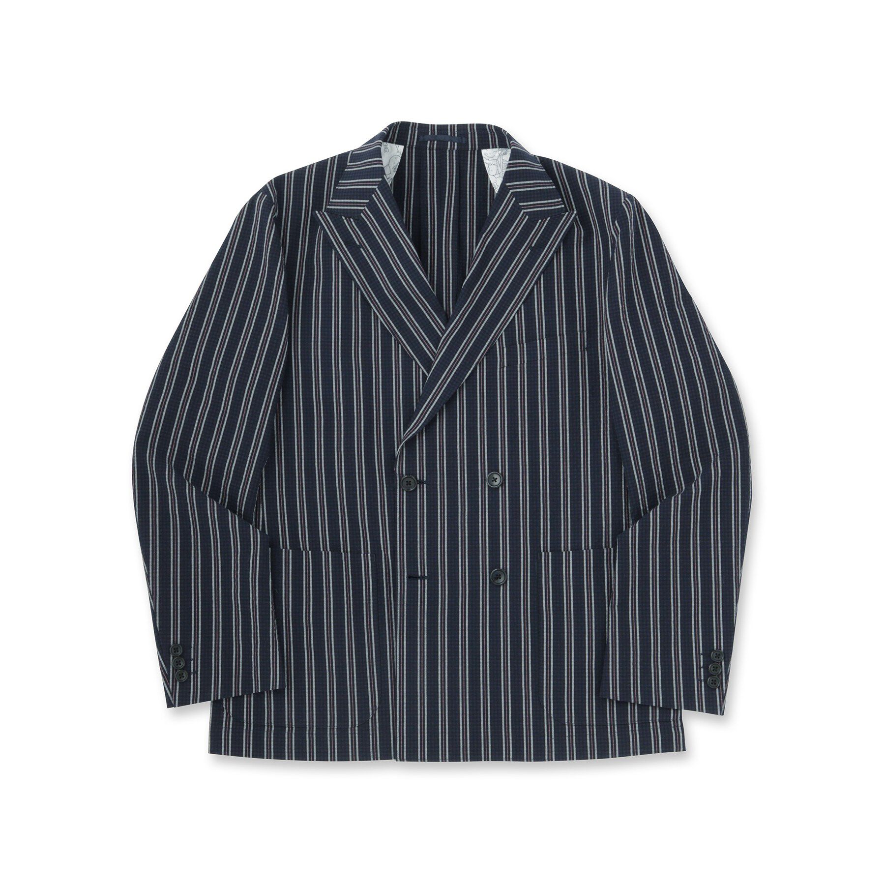TAKEO KIKUCHI「【BOWLER HAT LABEL】サッカーストライプ ダブルジャケット」|テーラードジャケット|